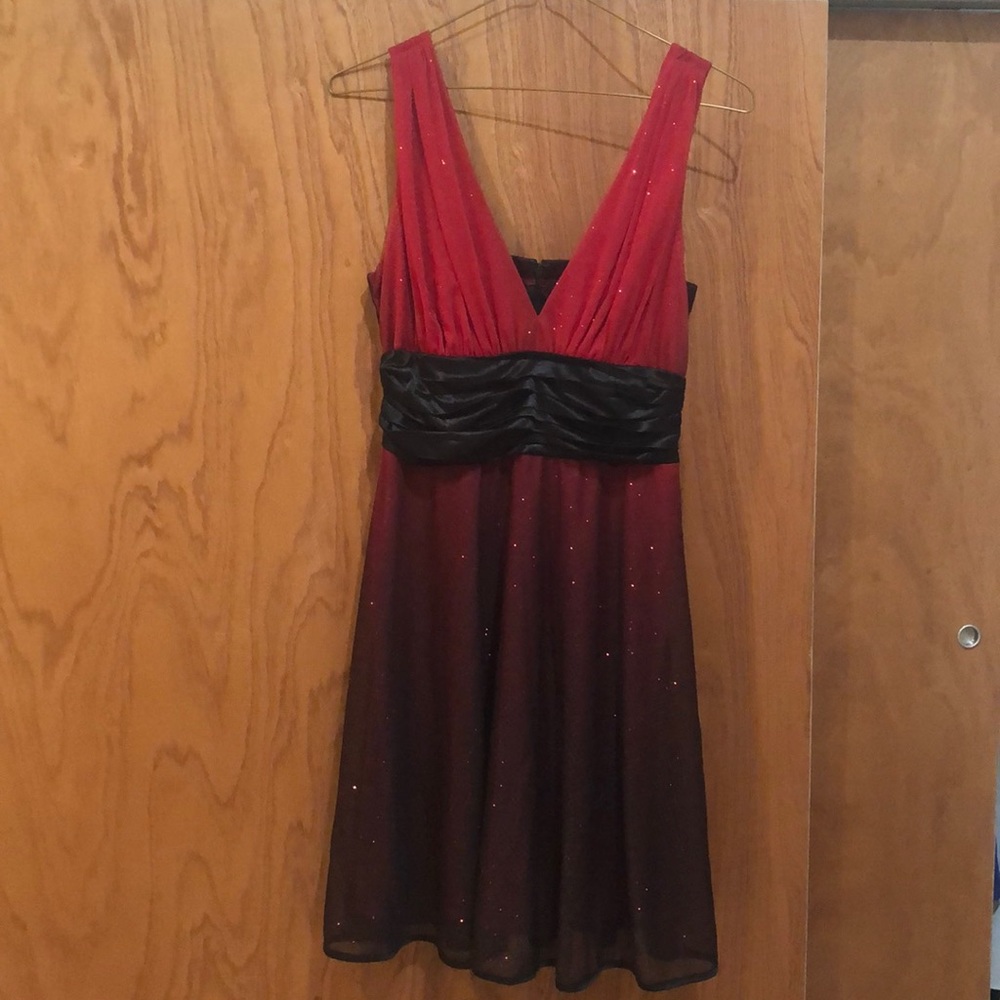 Red and Black Sparkly Cocktail Dress